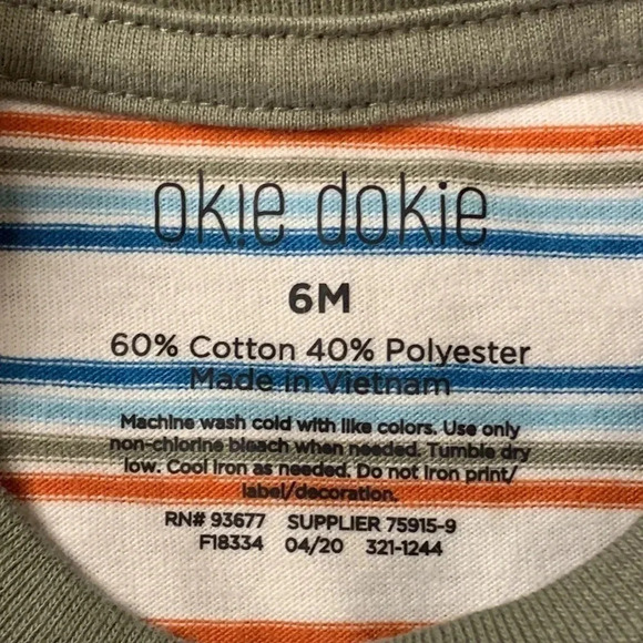 Okie Dokie Baby Crew Neck Striped Shirt 6 Months - Picture 3 of 5